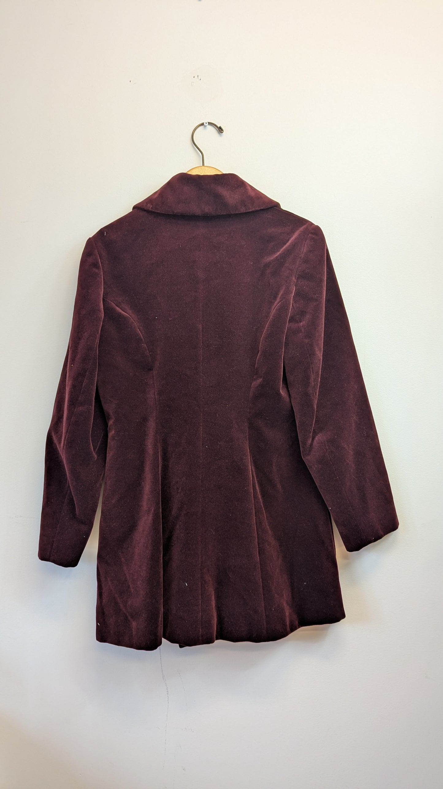 Monix Burgundy Velvet Double-Breasted Pea Coat