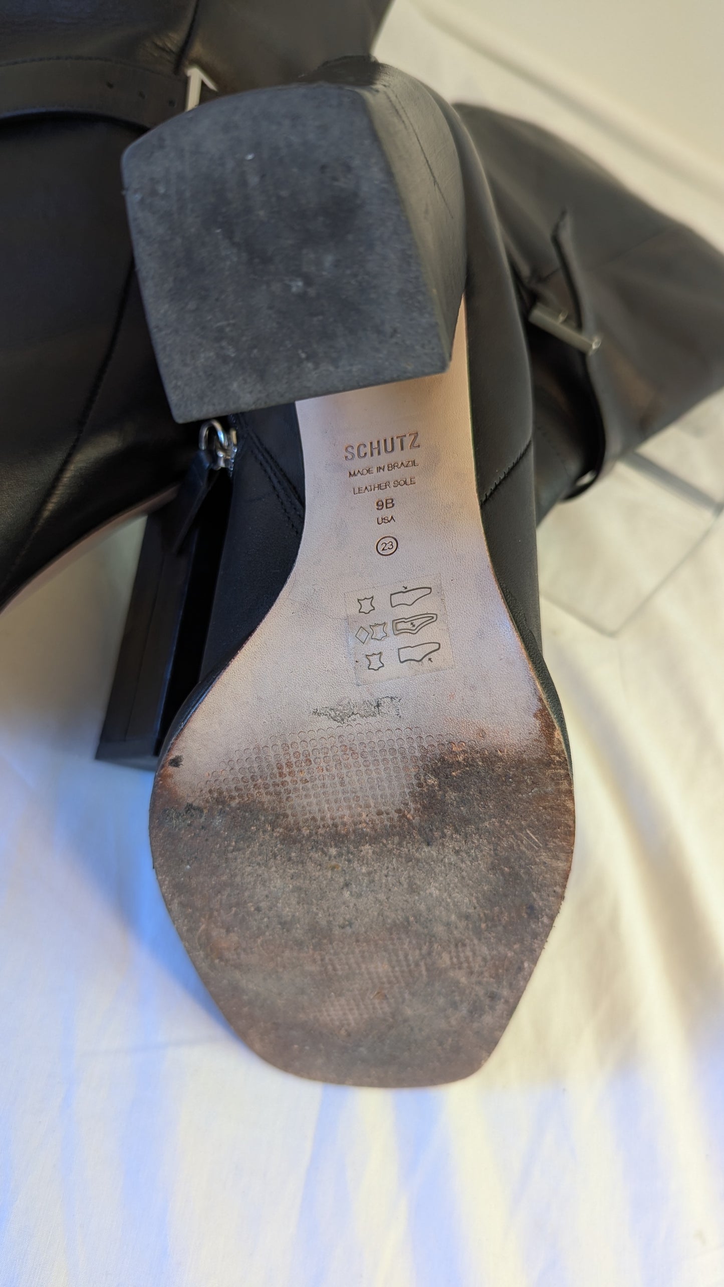 Schutz Black Leather Tall Boots Size 9B USA