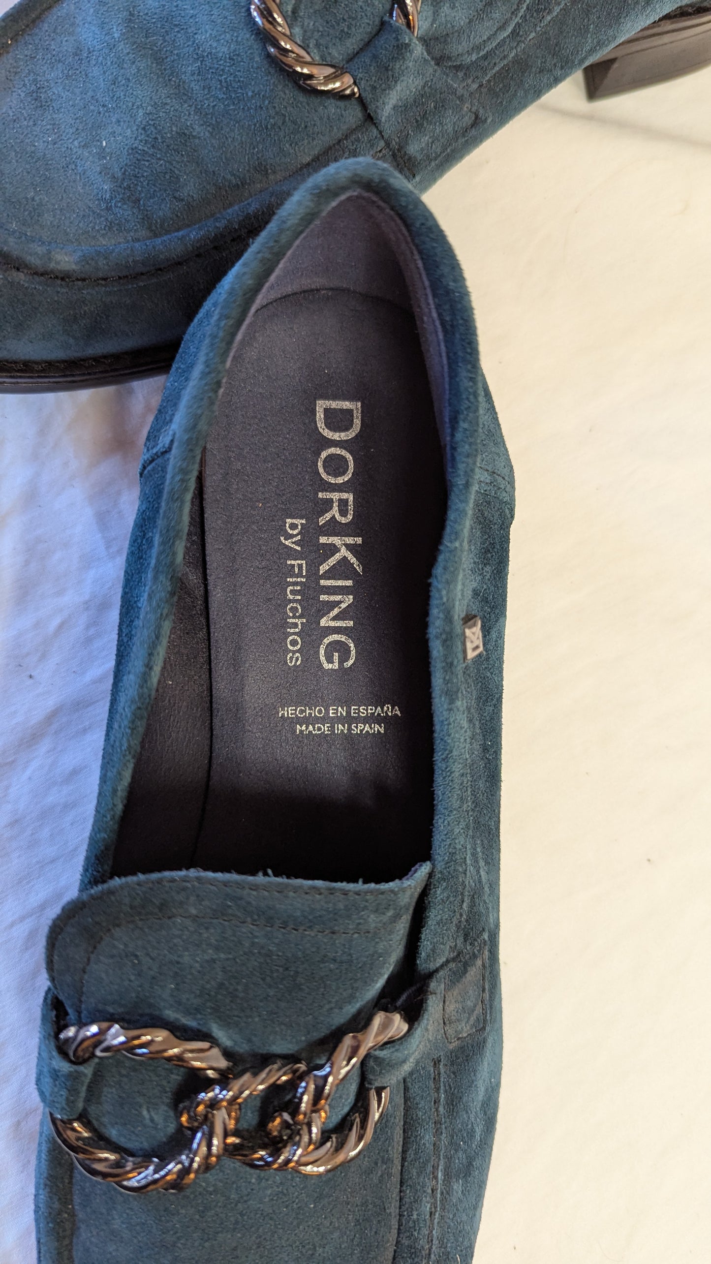 DORKING by Fluchos teal suede loafers size 41