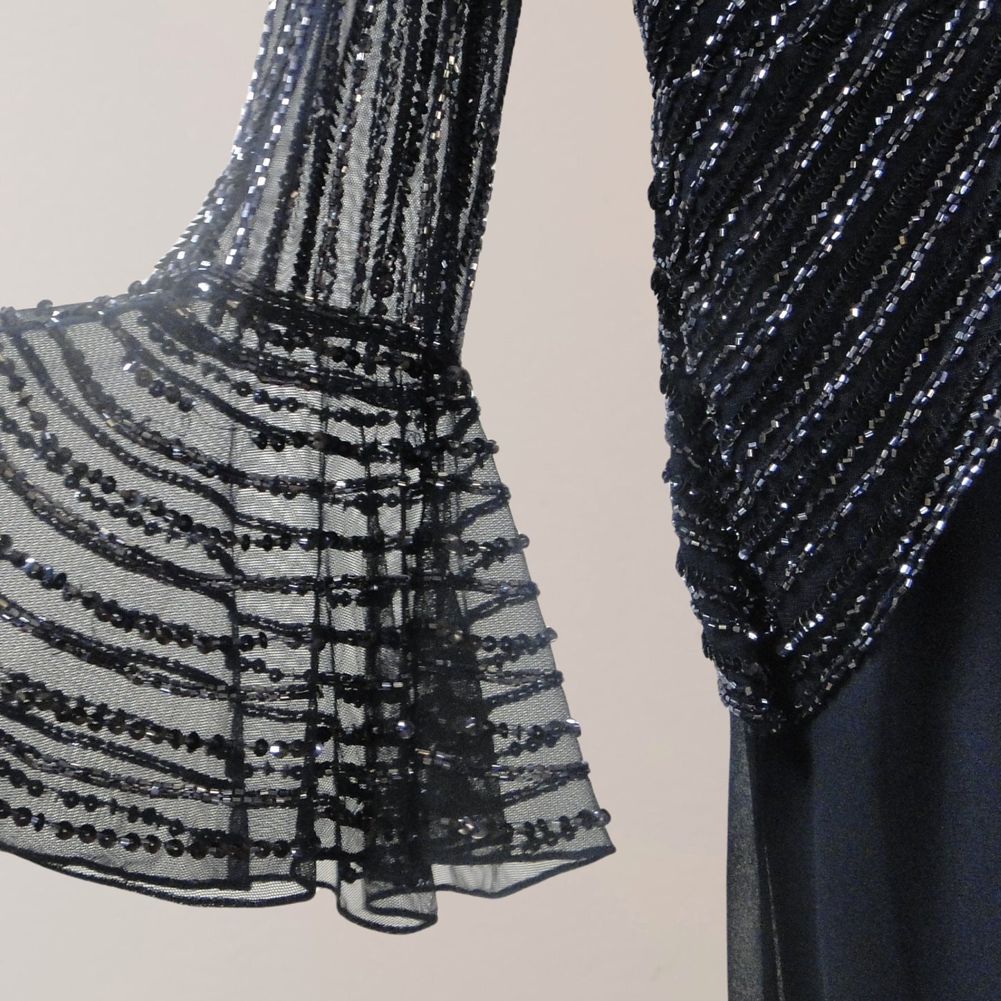 Terani Couture Beaded V-neck blue