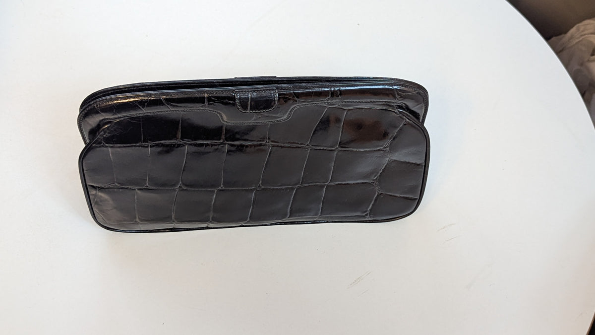 Giorgio Armani Crocodile Embossed Leather Clutch