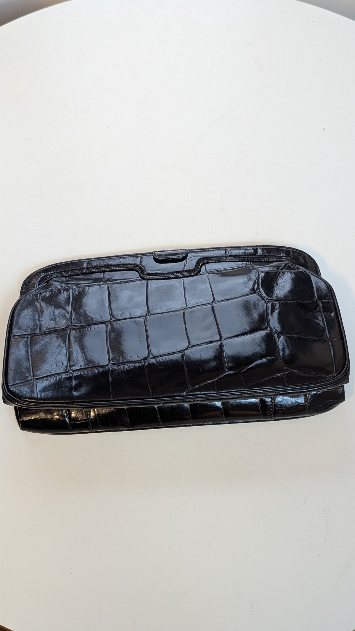 Giorgio Armani Crocodile Embossed Leather Clutch