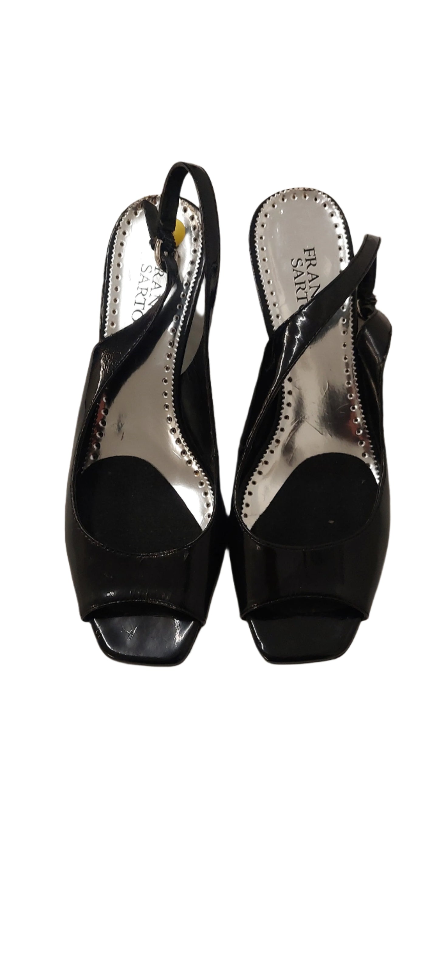 Franco Sarto, black Sandals. Patent Leather