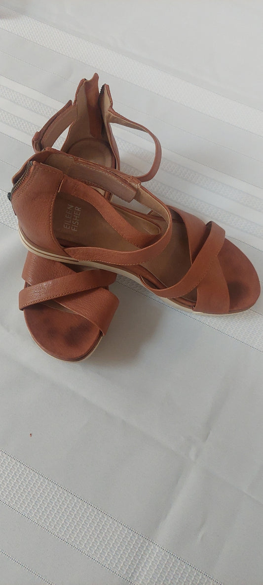 Eileen Fisher Brown Leather Sandals