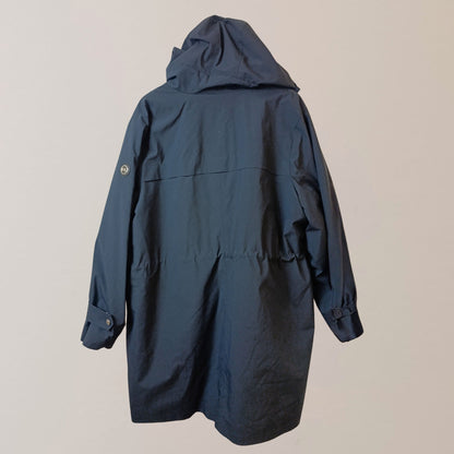 Michael Kors Navy Blue Woven Hooded Raincoat