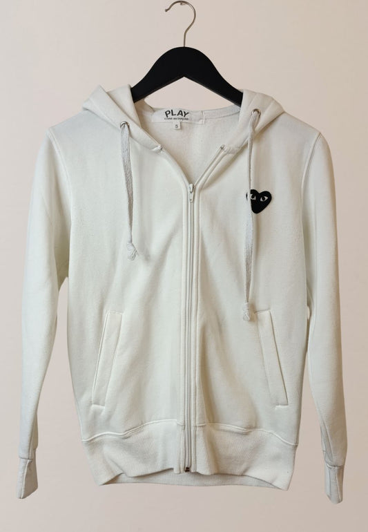 Comme des Garçons PLAY white zip-up hoodie