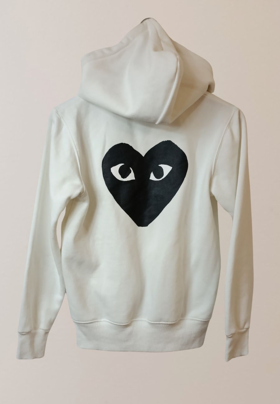 Comme des Garçons PLAY white zip-up hoodie