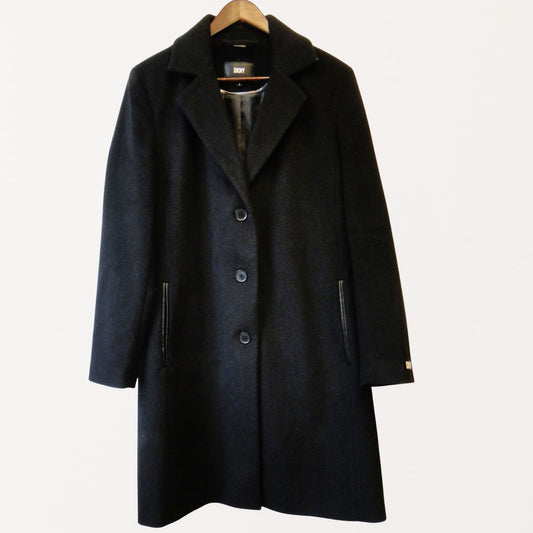 DKNY Black Wool Overcoat