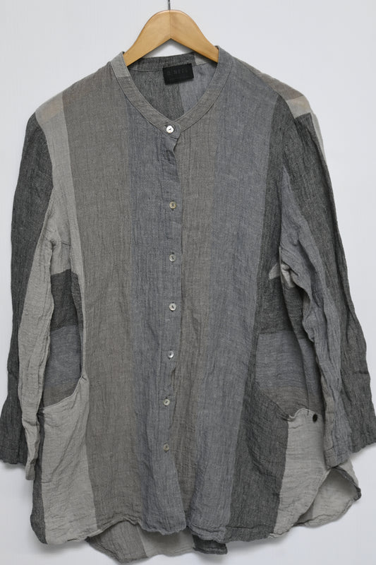 Grey Flowy Button-Down Shirt