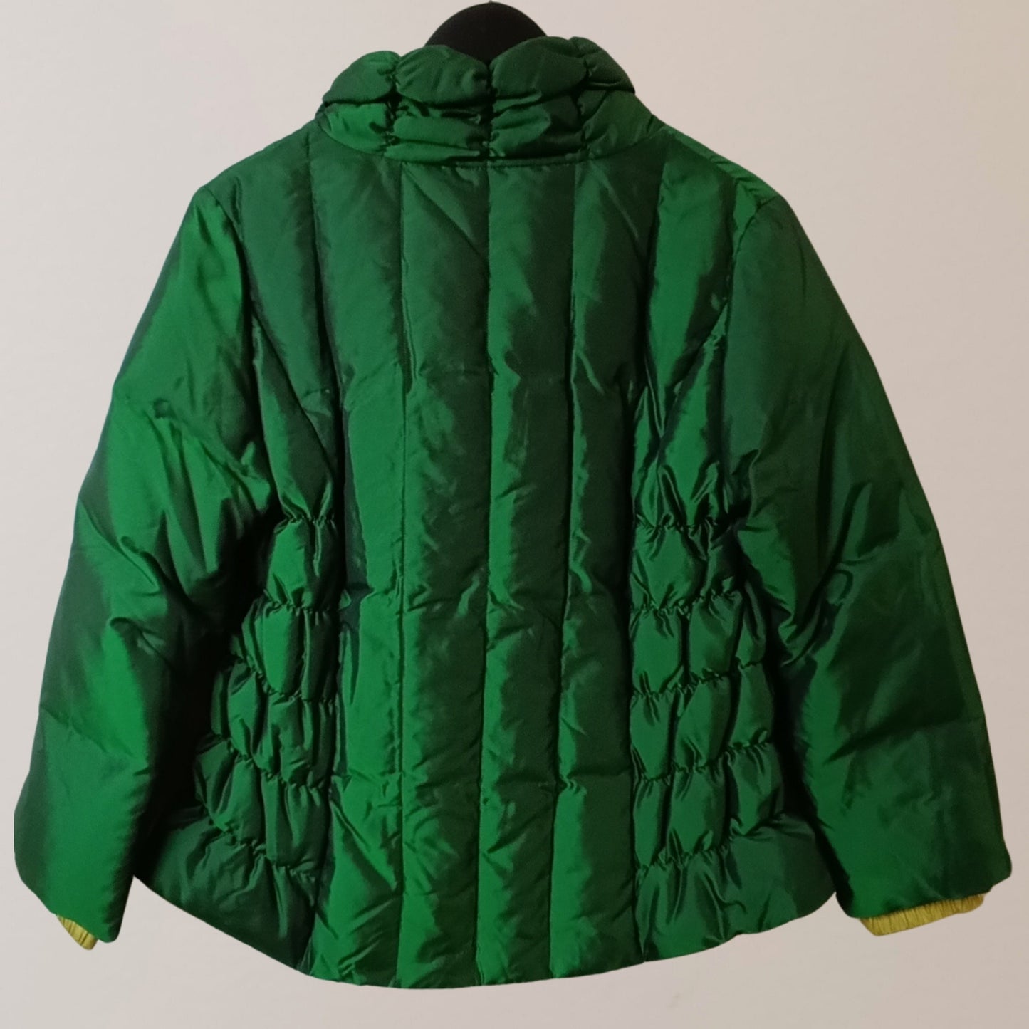 Vintage European Style Jacket Large 100% Silk, Dark Green