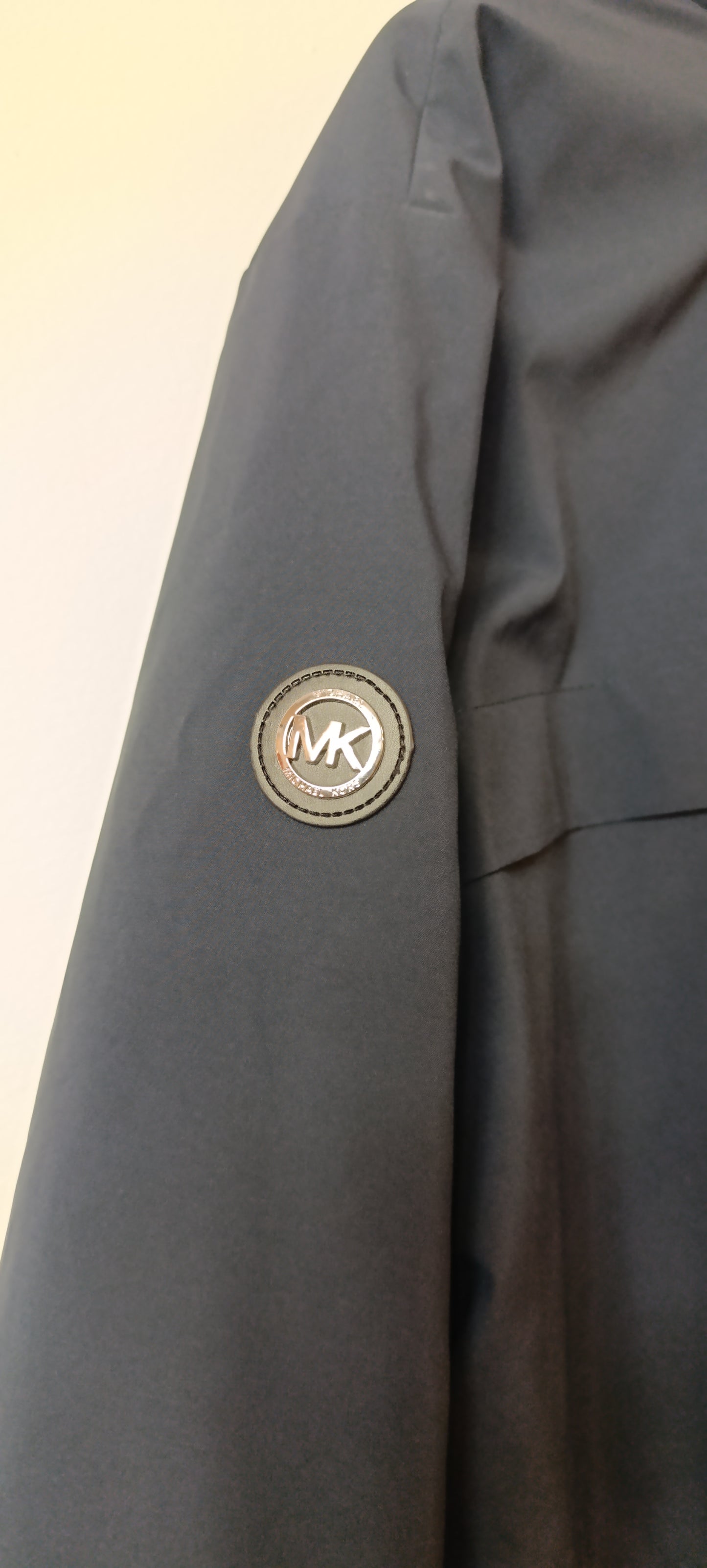 Michael Kors Navy Blue Woven Hooded Raincoat