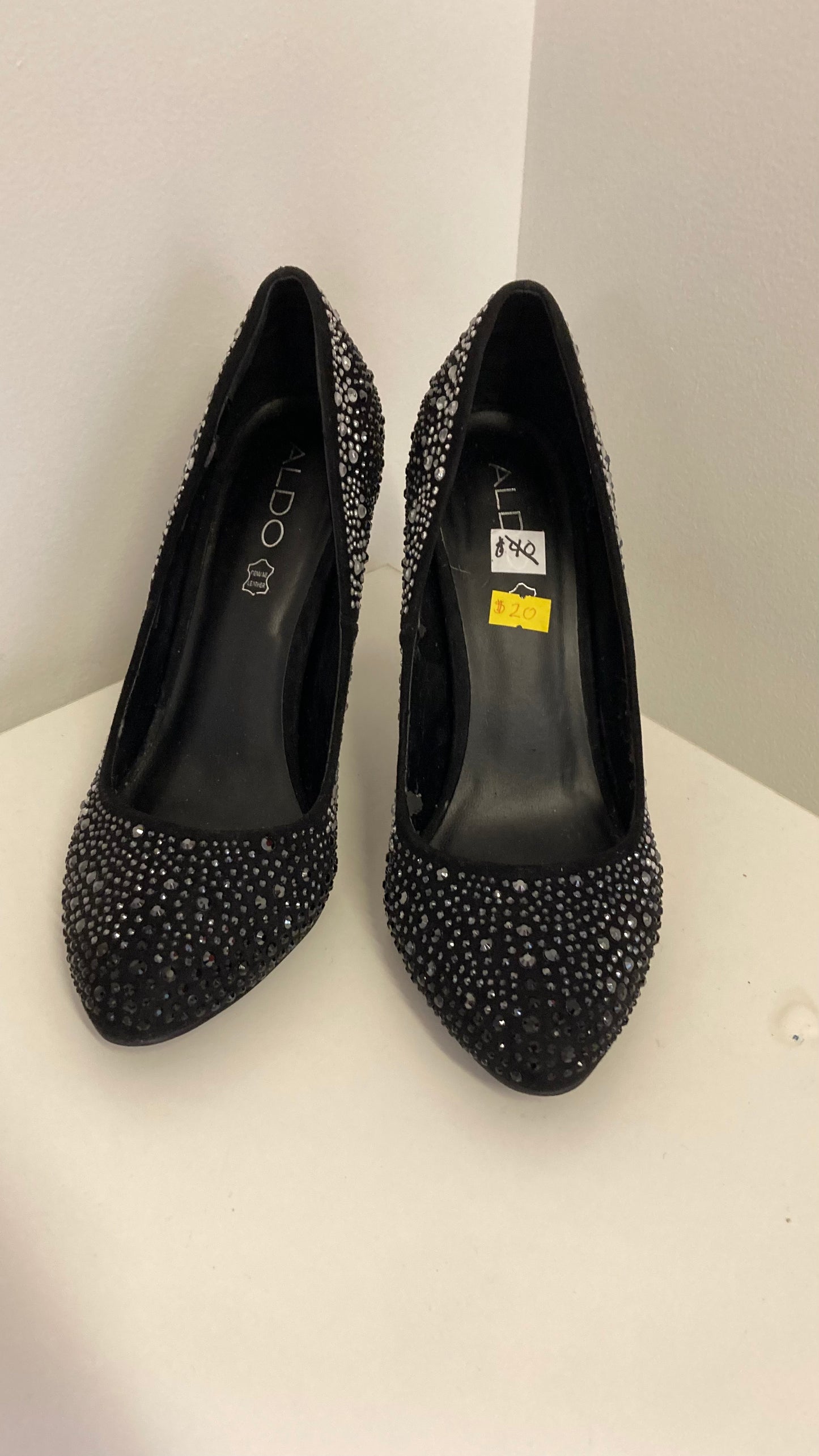 Black Bejeweled Heel