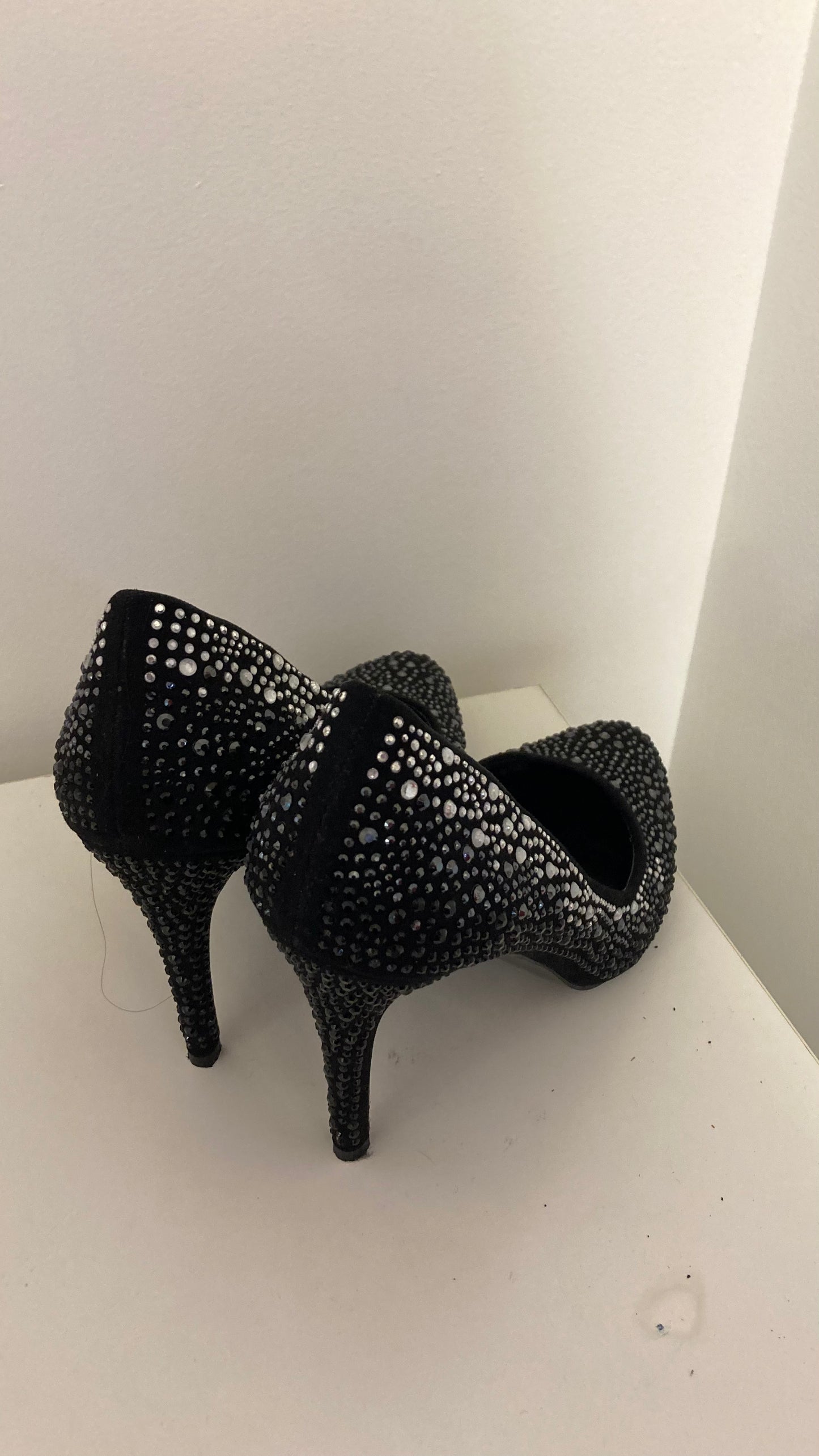 Black Bejeweled Heel