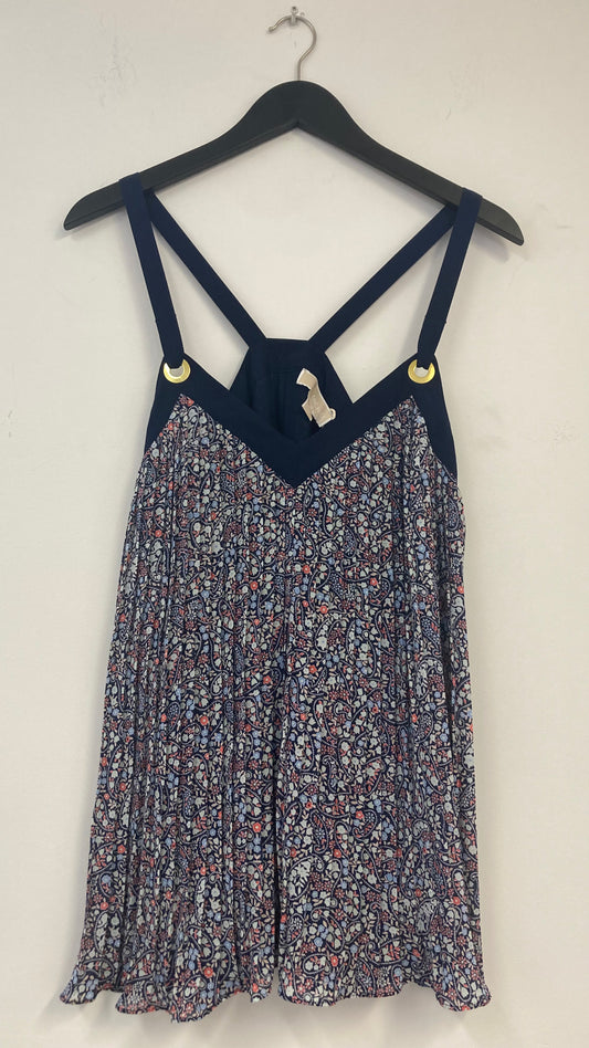Blue Floral Sleeveless Blouse