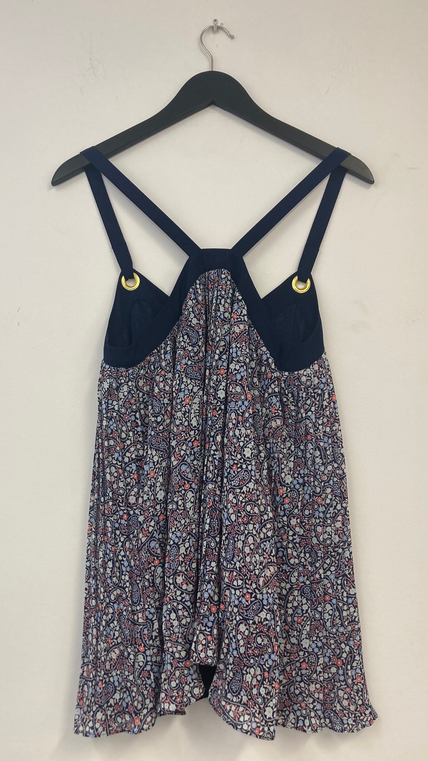 Blue Floral Sleeveless Blouse