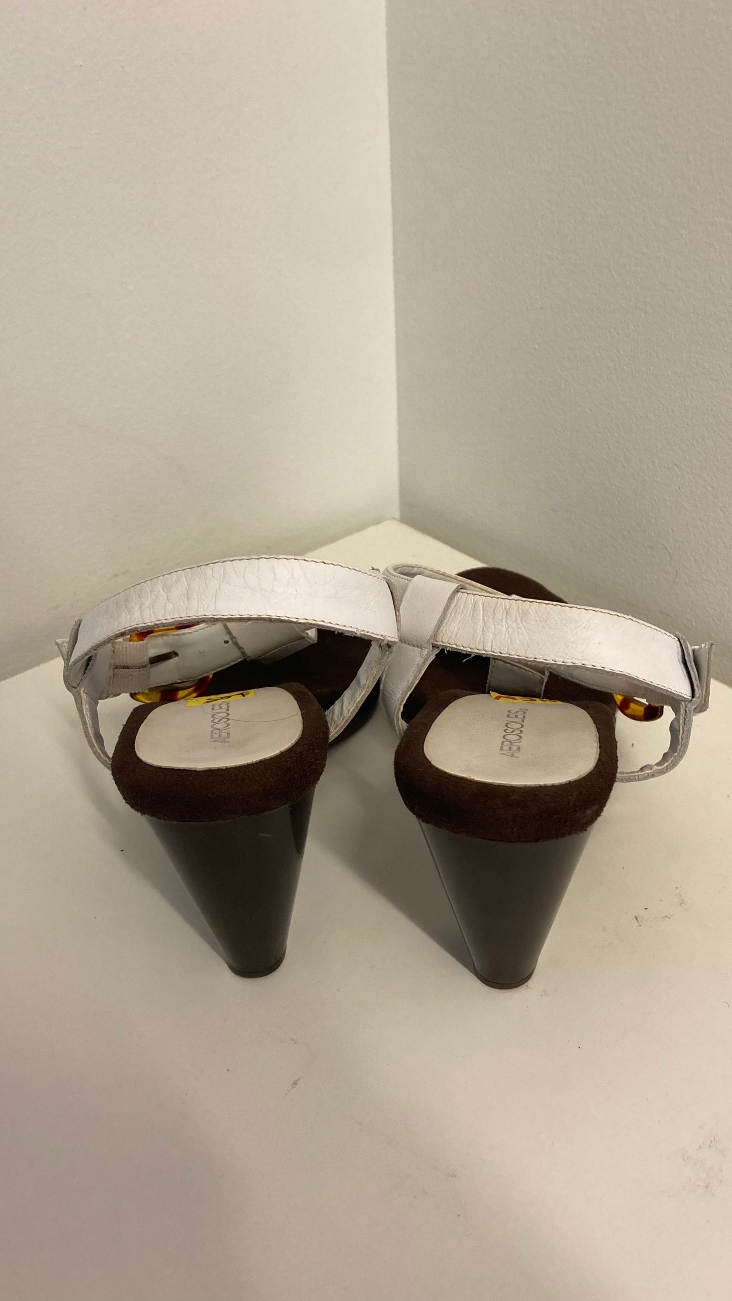 New Brown and White Strappy Heels