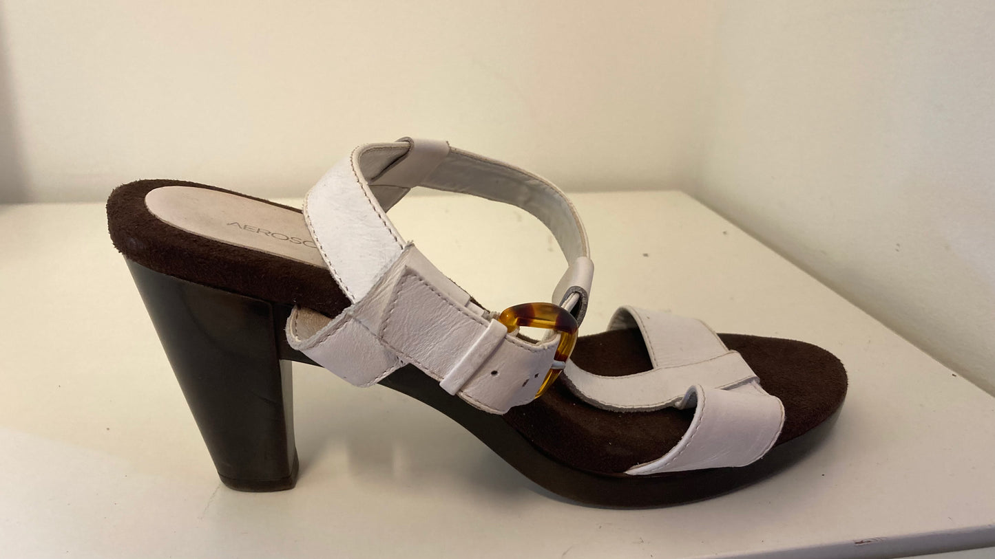 New Brown and White Strappy Heels