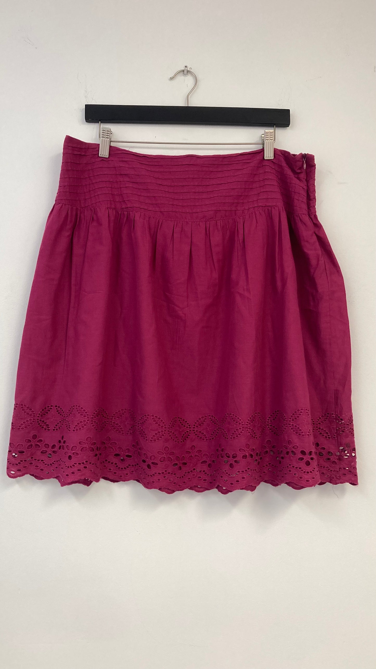 Bright Pink Mini Skirt With Lace Trim