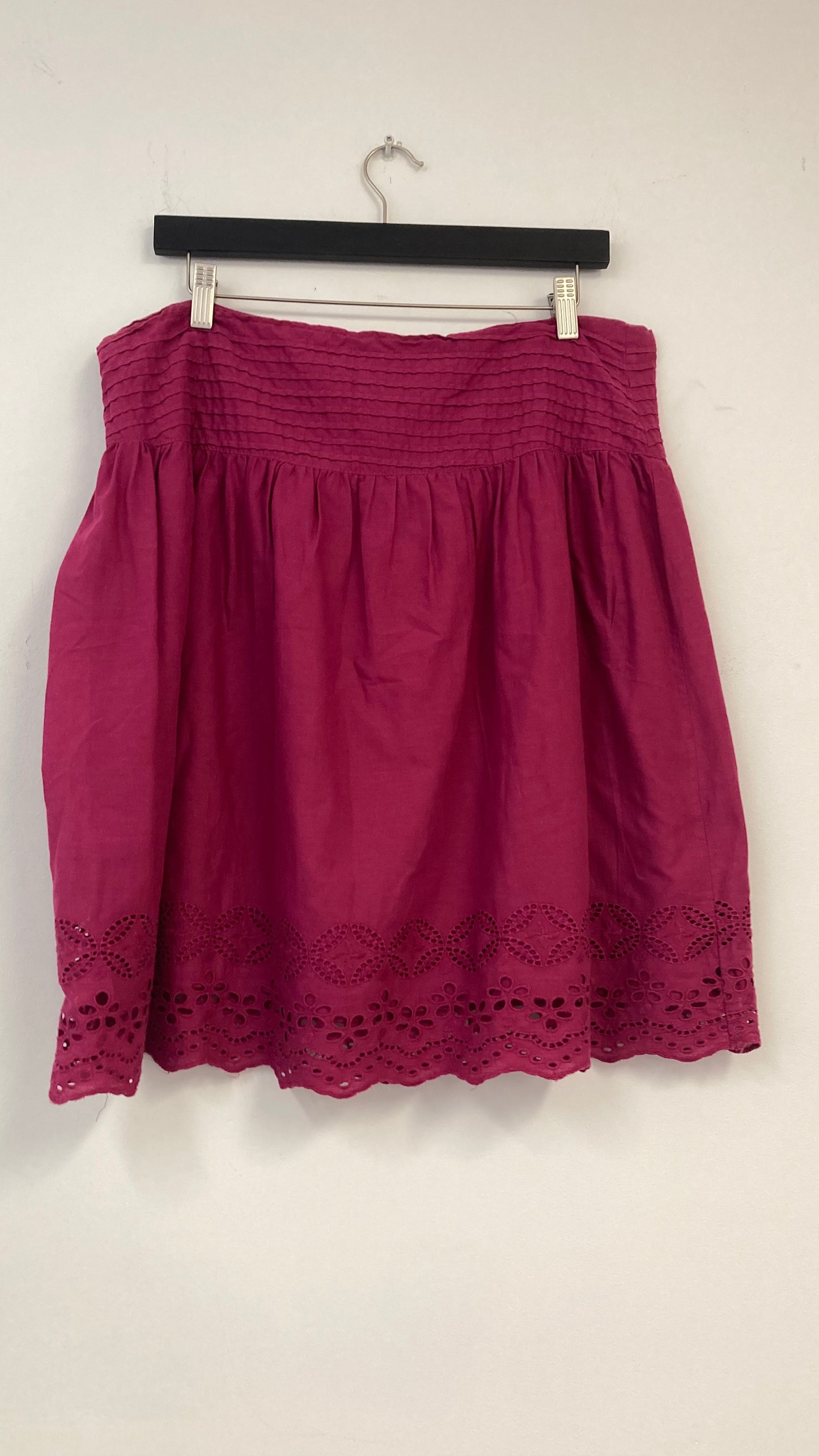 Bright Pink Mini Skirt With Lace Trim