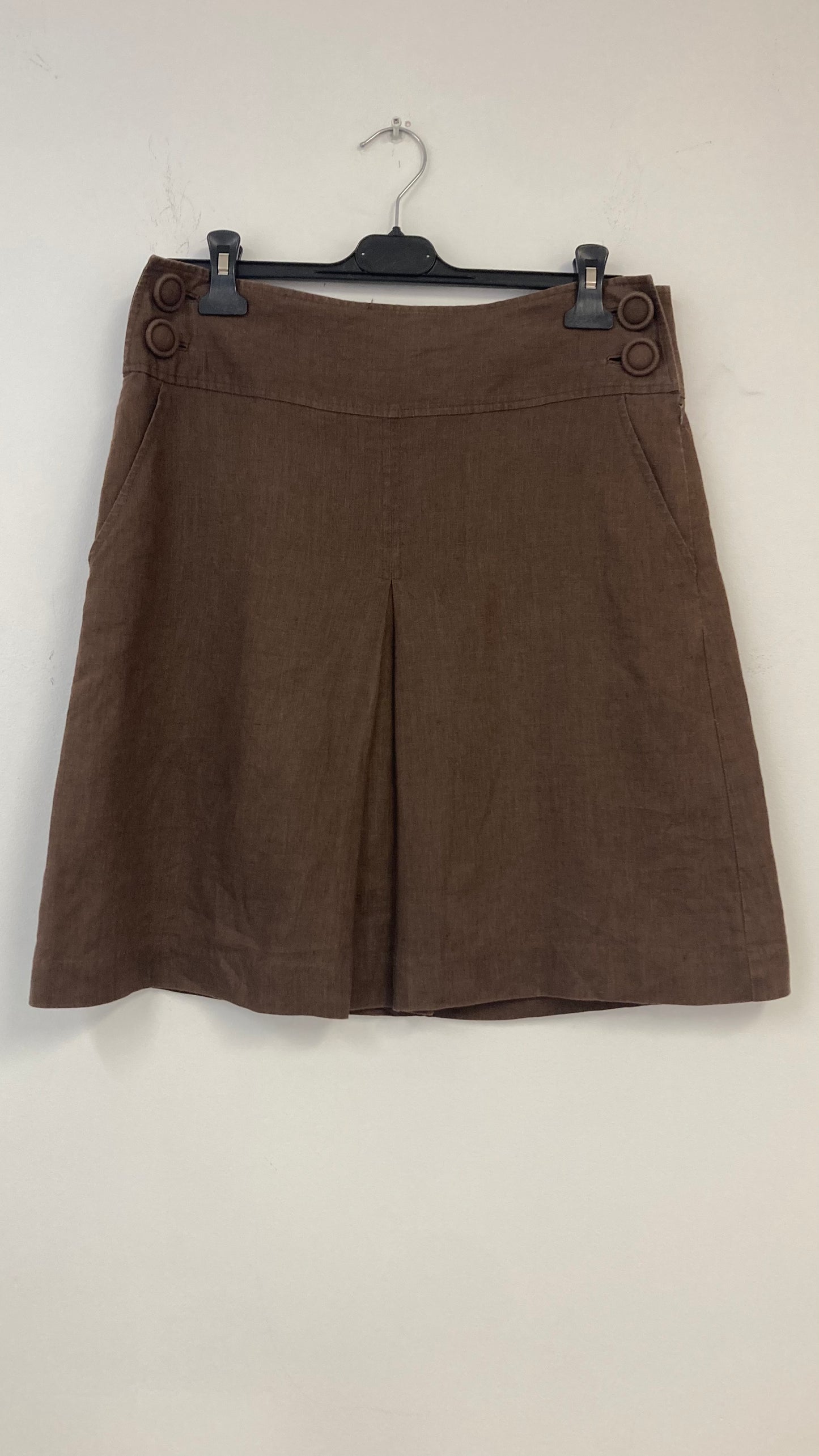 100% Linen Brown Midi Skirt