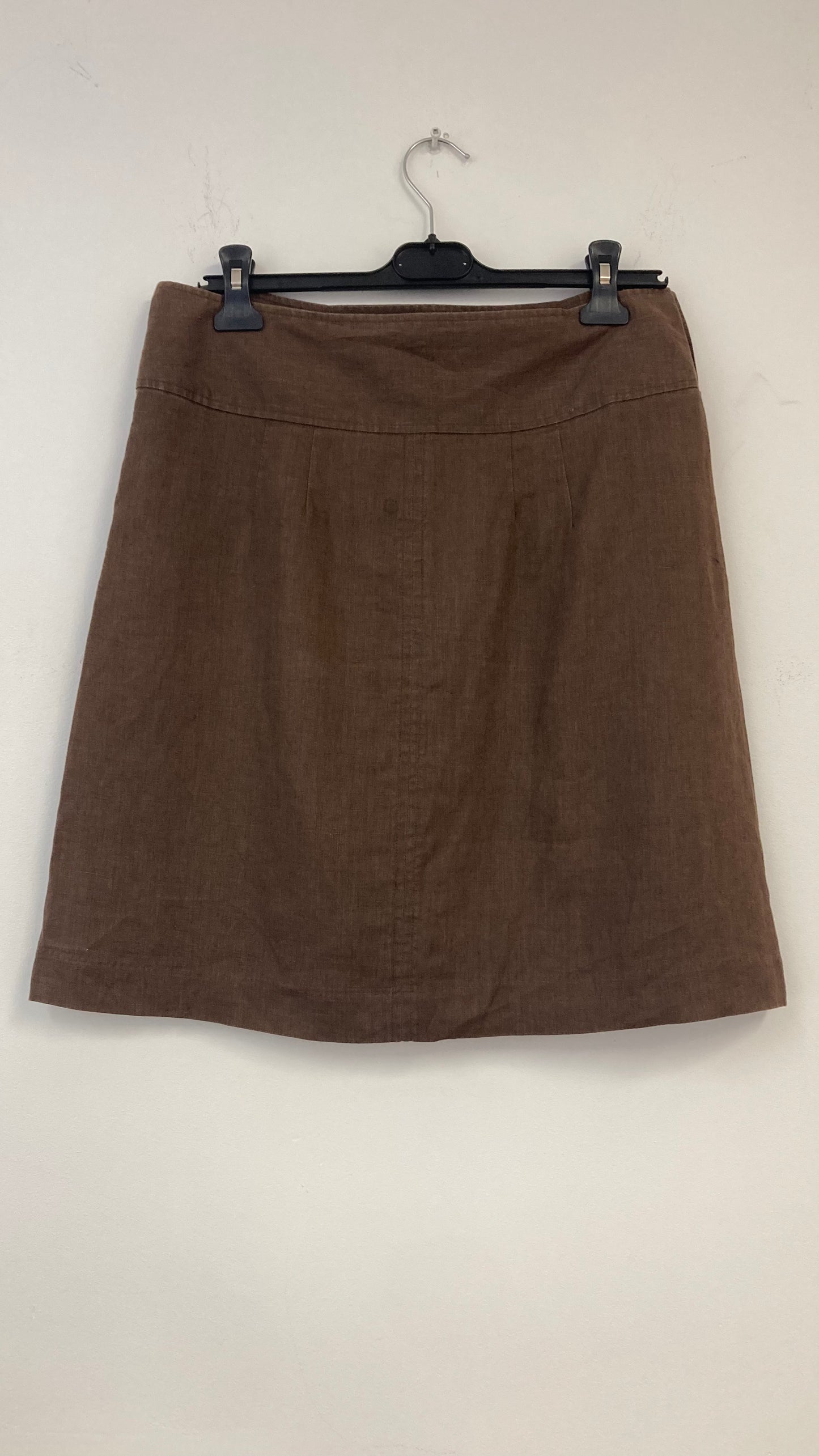 100% Linen Brown Midi Skirt
