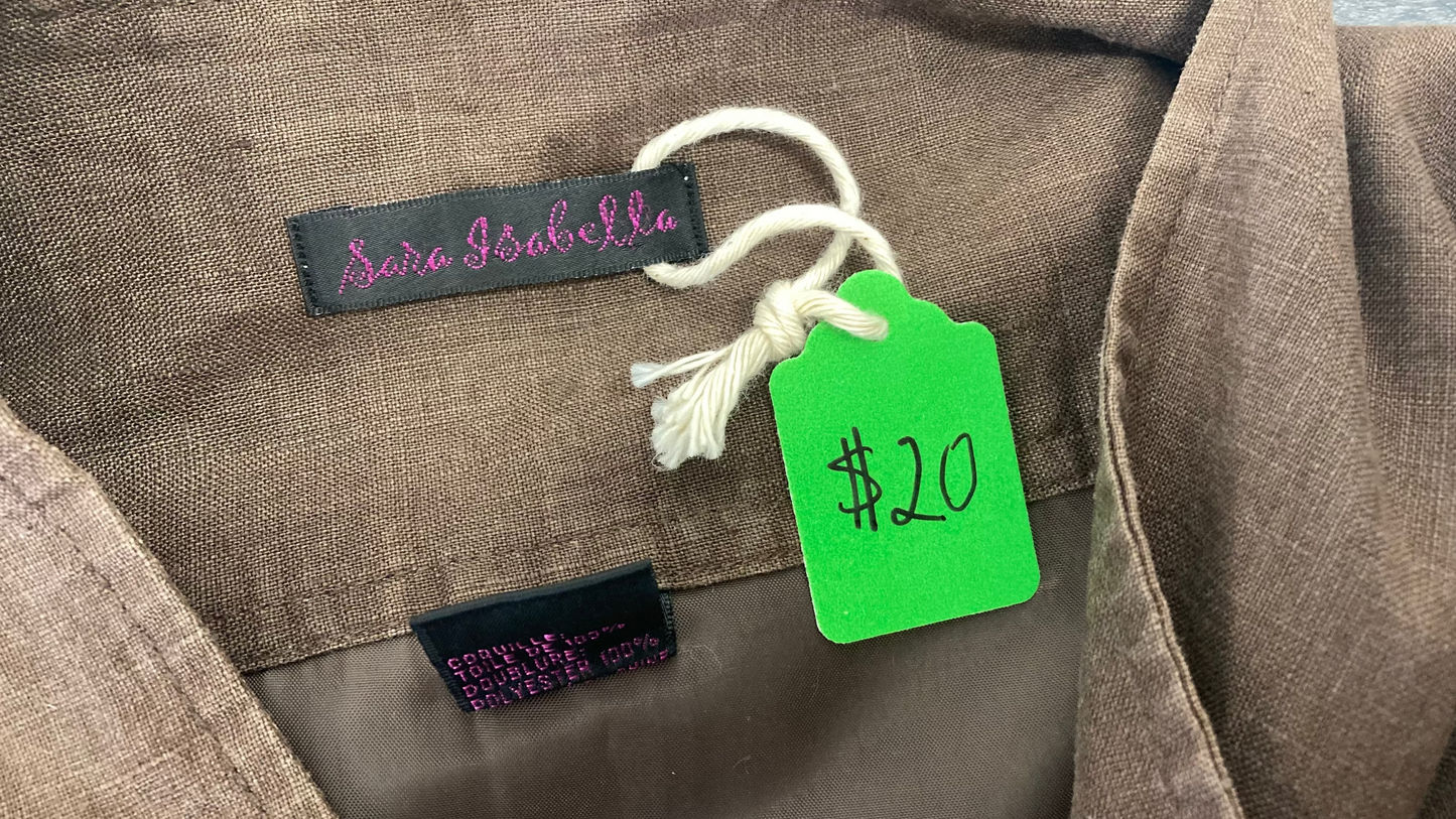 100% Linen Brown Midi Skirt