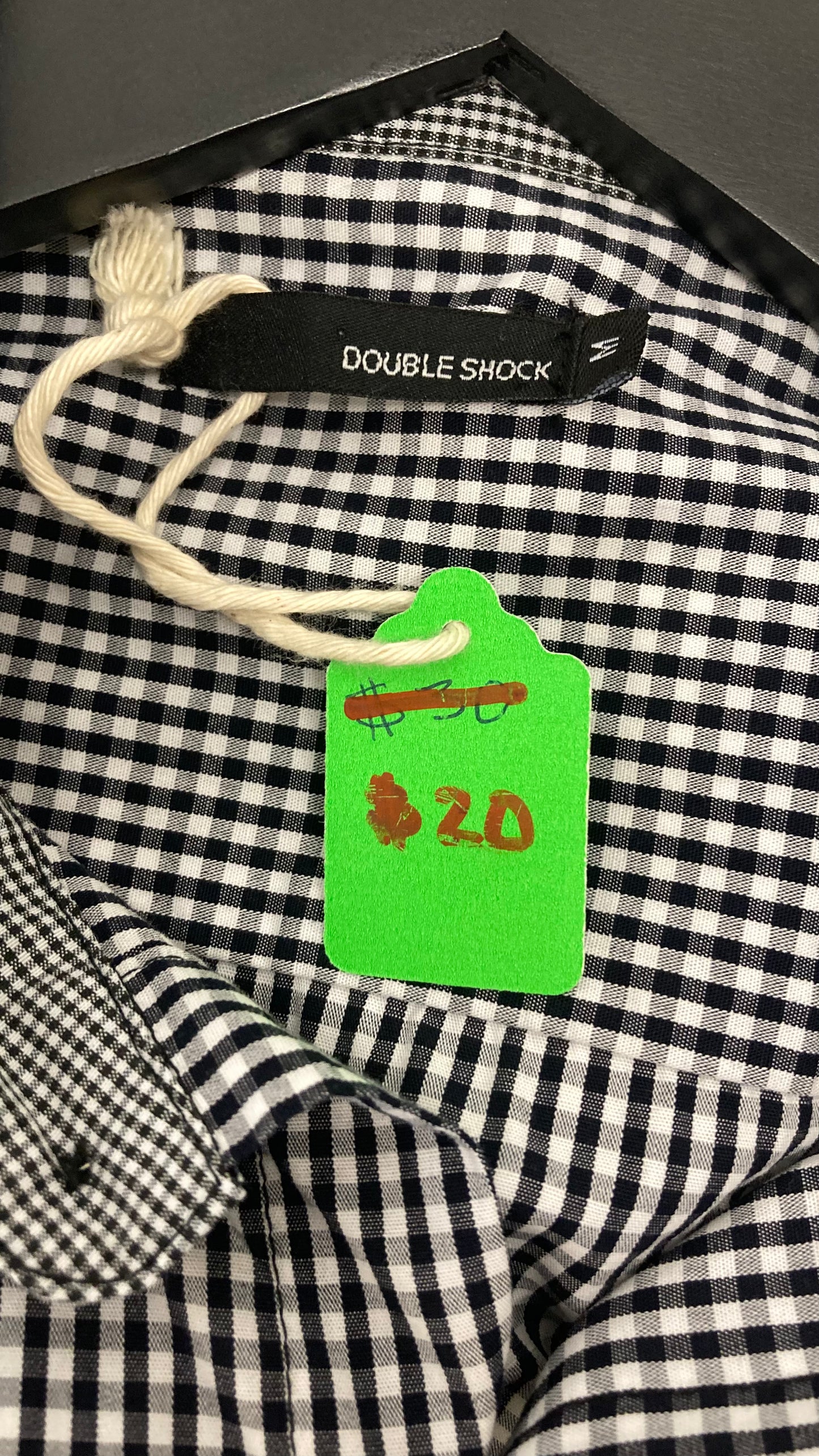 Black and White Checkered Button Up Long Sleeve