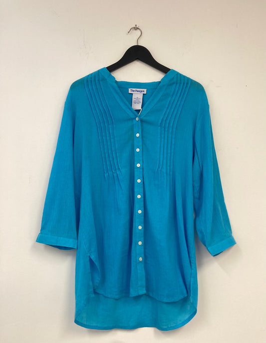 100% Cotton Blue Long sleeve Button Up Shirt