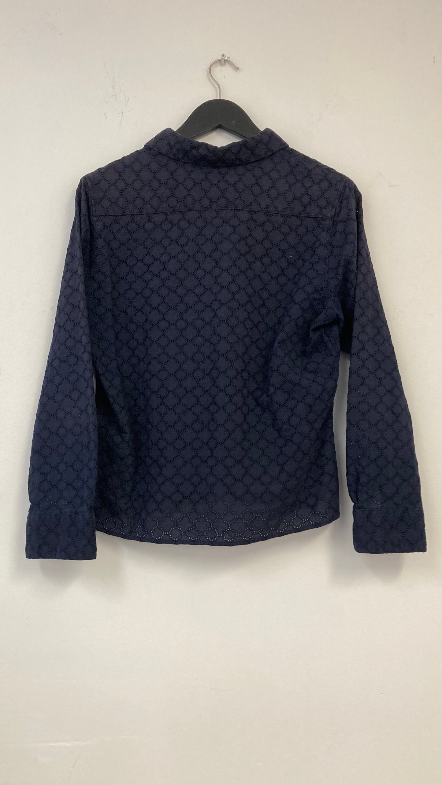 100% Cotton Navy Blue Lace Button Up Long Sleeve