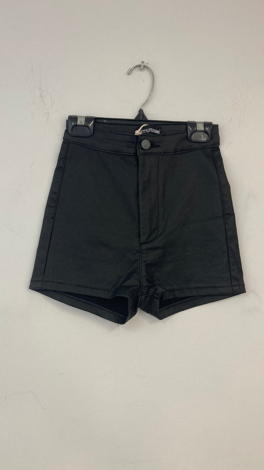 Black Pleather Mini Shorts