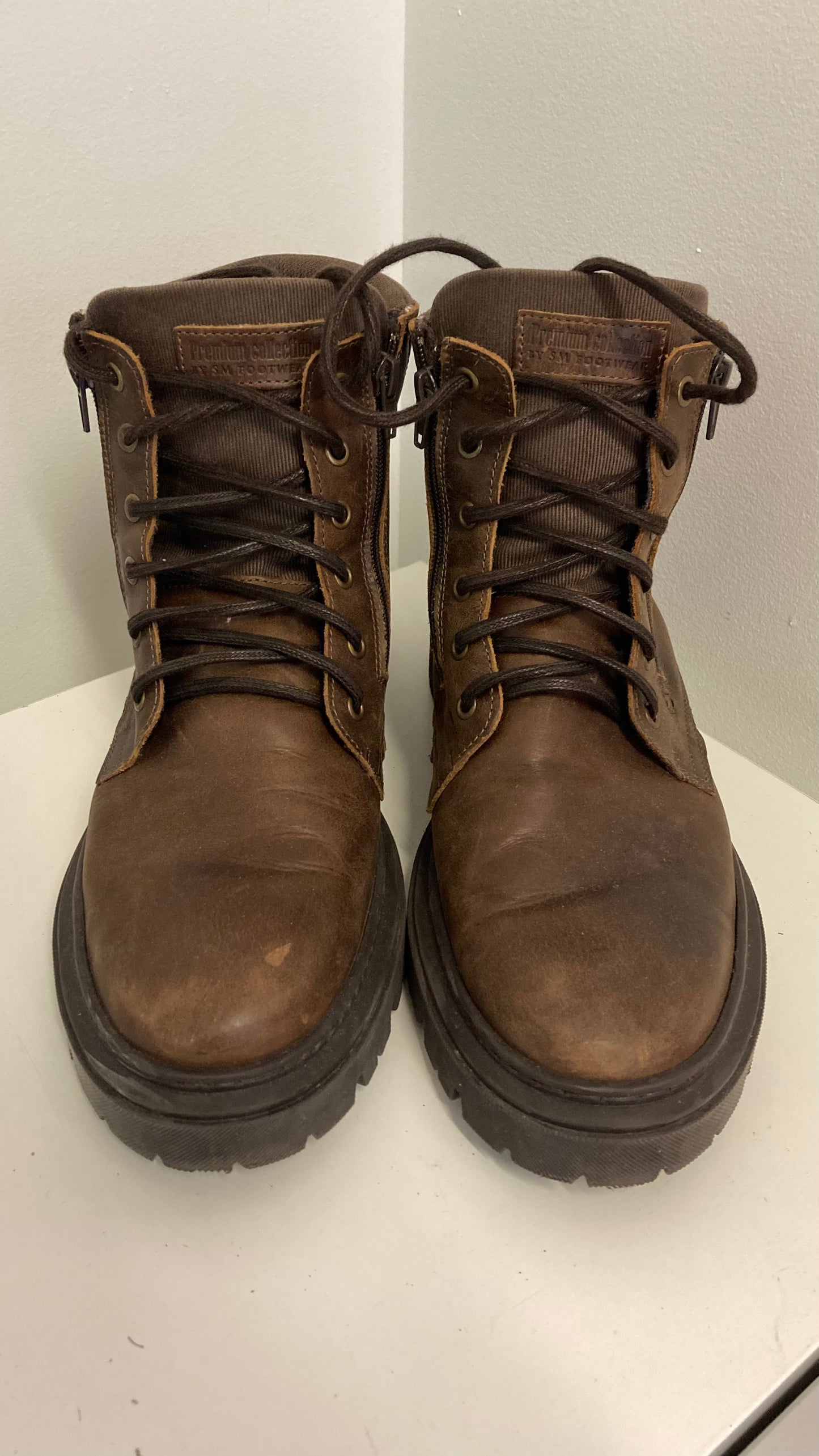 Brown Leather Lace Up Boots