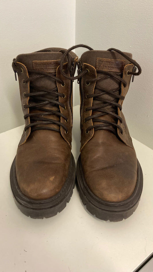 Brown Leather Lace Up Boots