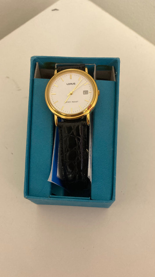 Gold Watch With Leather Wrist Strap
