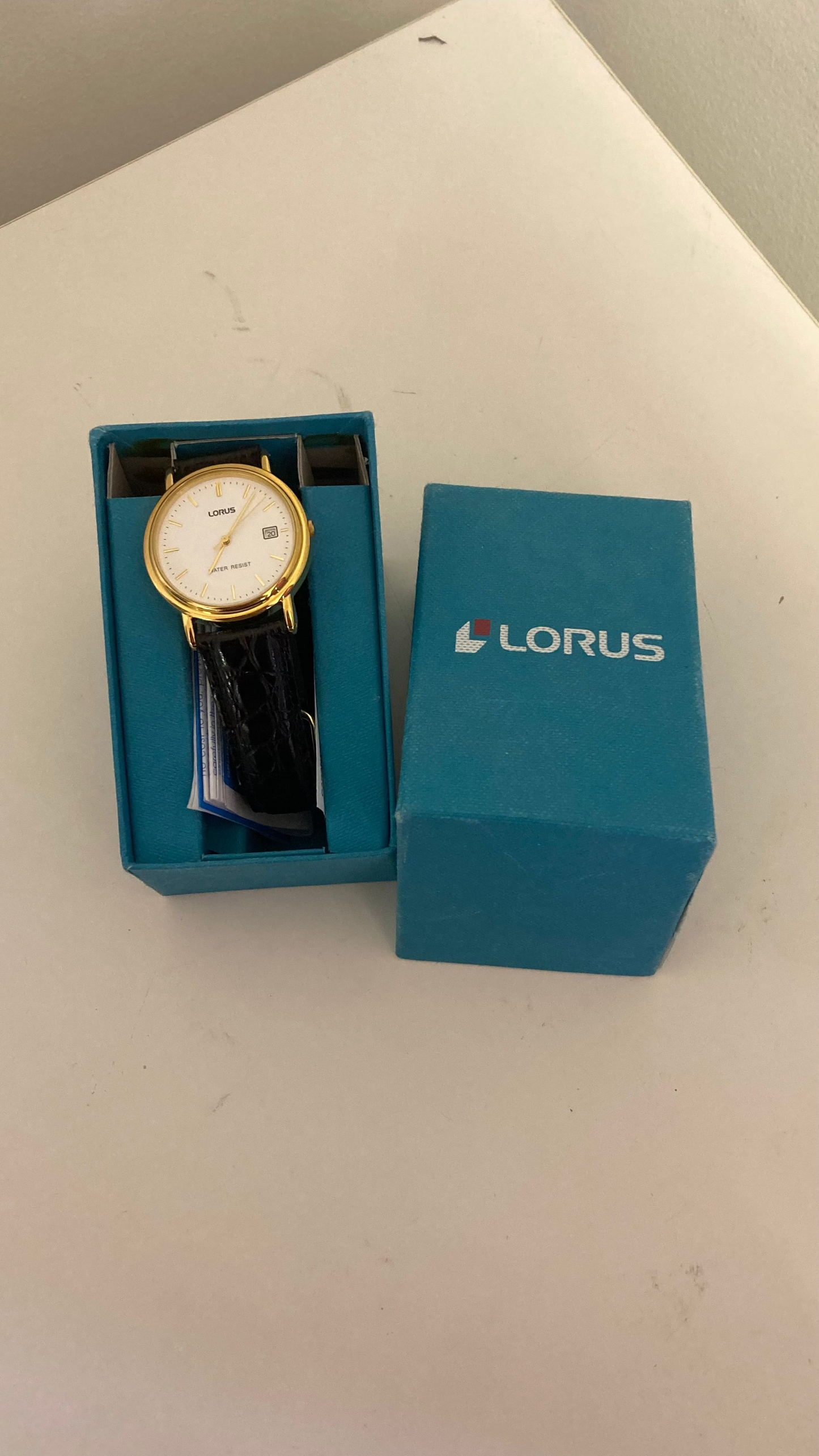 Gold Watch With Leather Wrist Strap