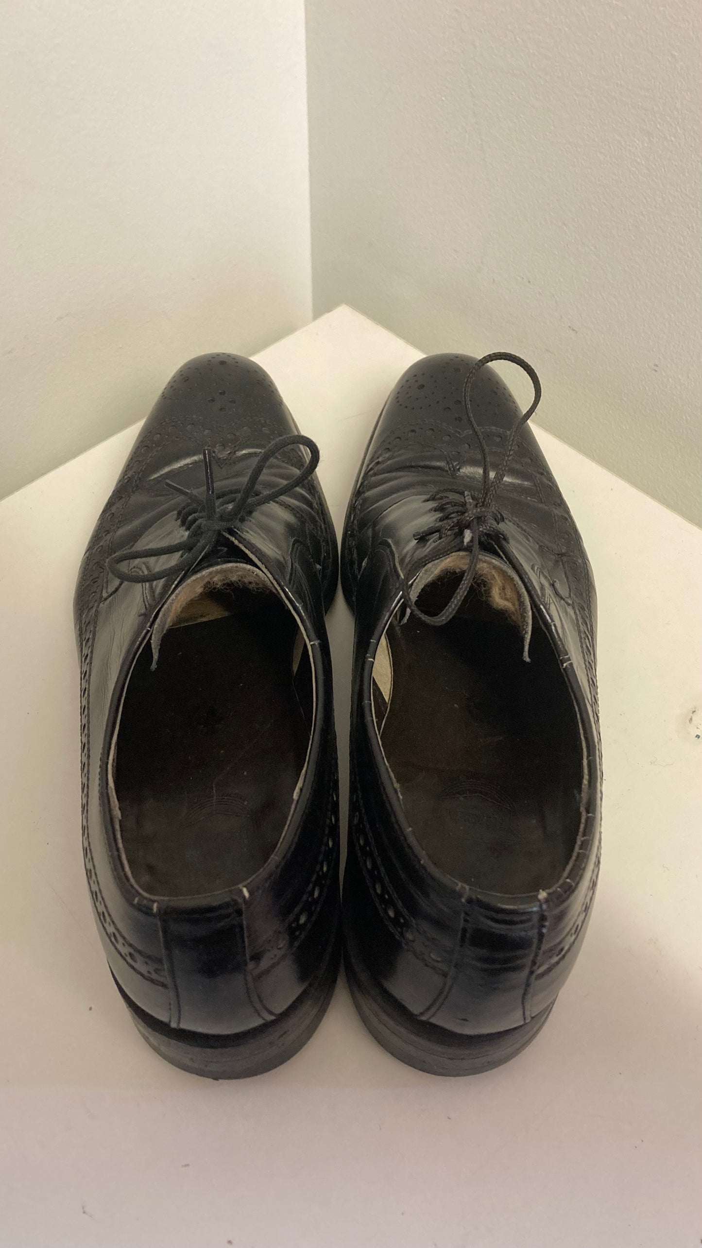 Black Leather Wingtip Men's Dress Shoes