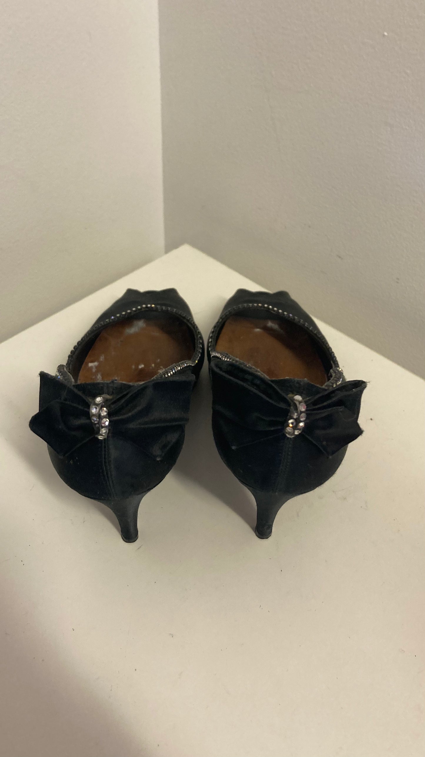 "For Mr Seymour" Black Open Toe Pumps With Sparkly Accents