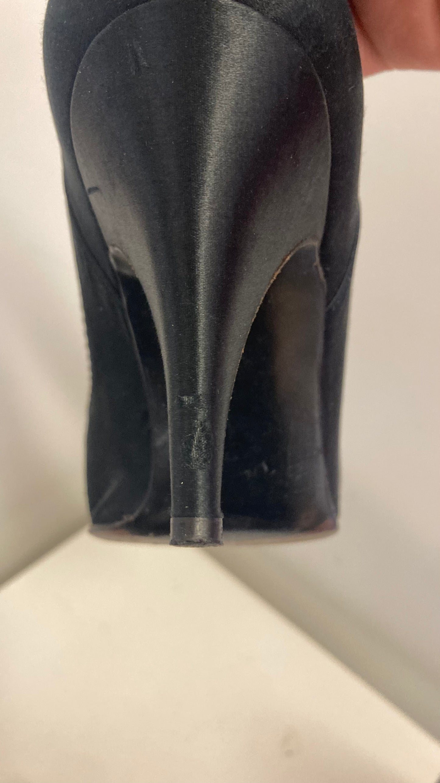 "For Mr Seymour" Black Open Toe Pumps With Sparkly Accents