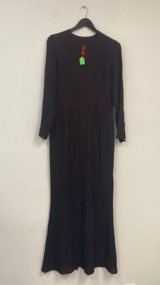100% Silk Multi Layered Black and Red Maxi Dress