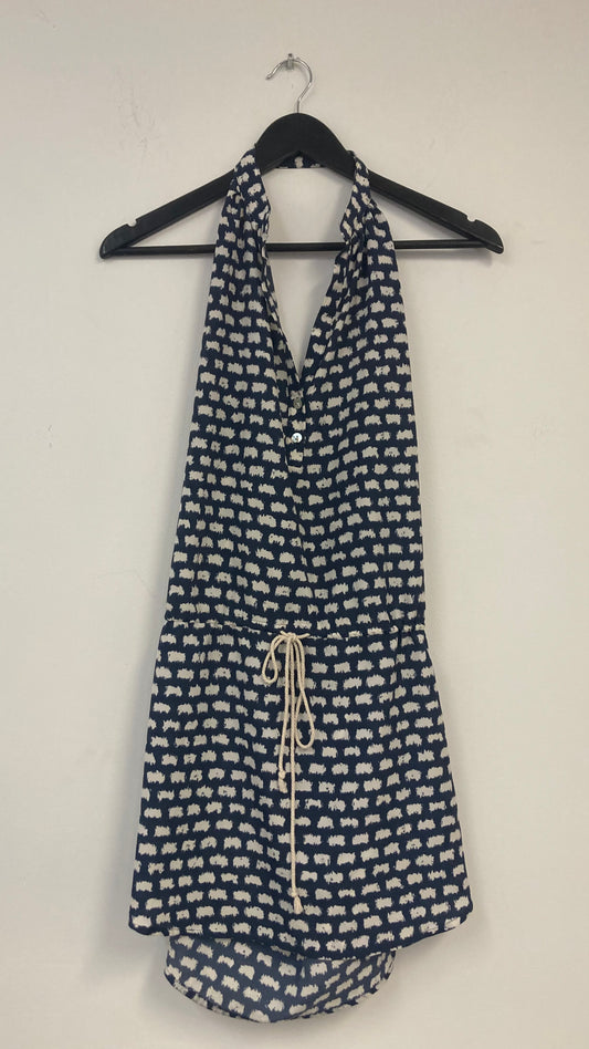 Blue Polka Dot Halter Button Up Top