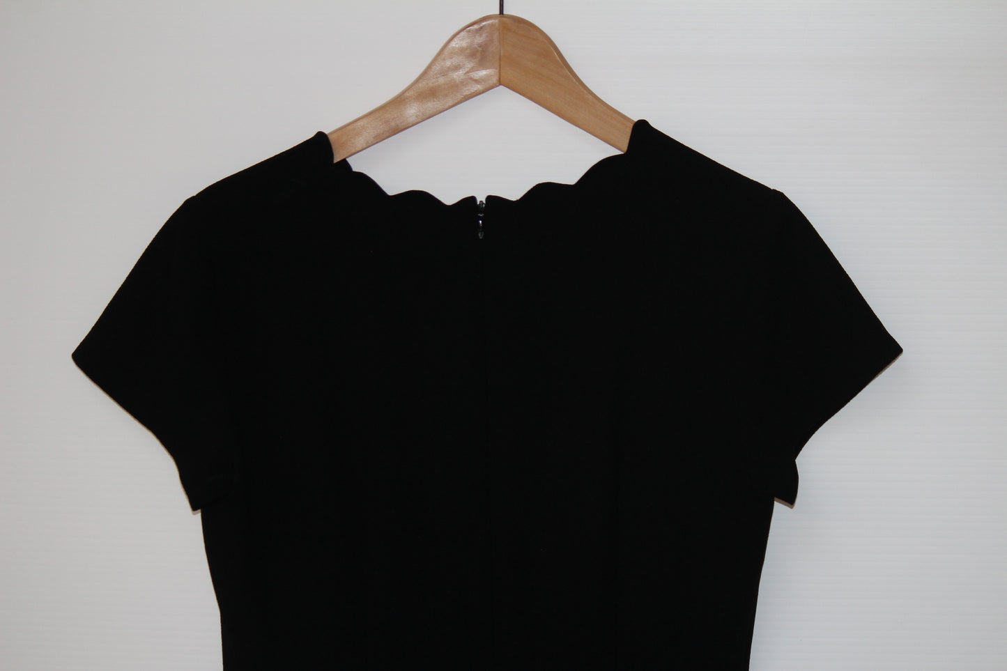 Short Sleeve Black Dress with Scalloped Hems