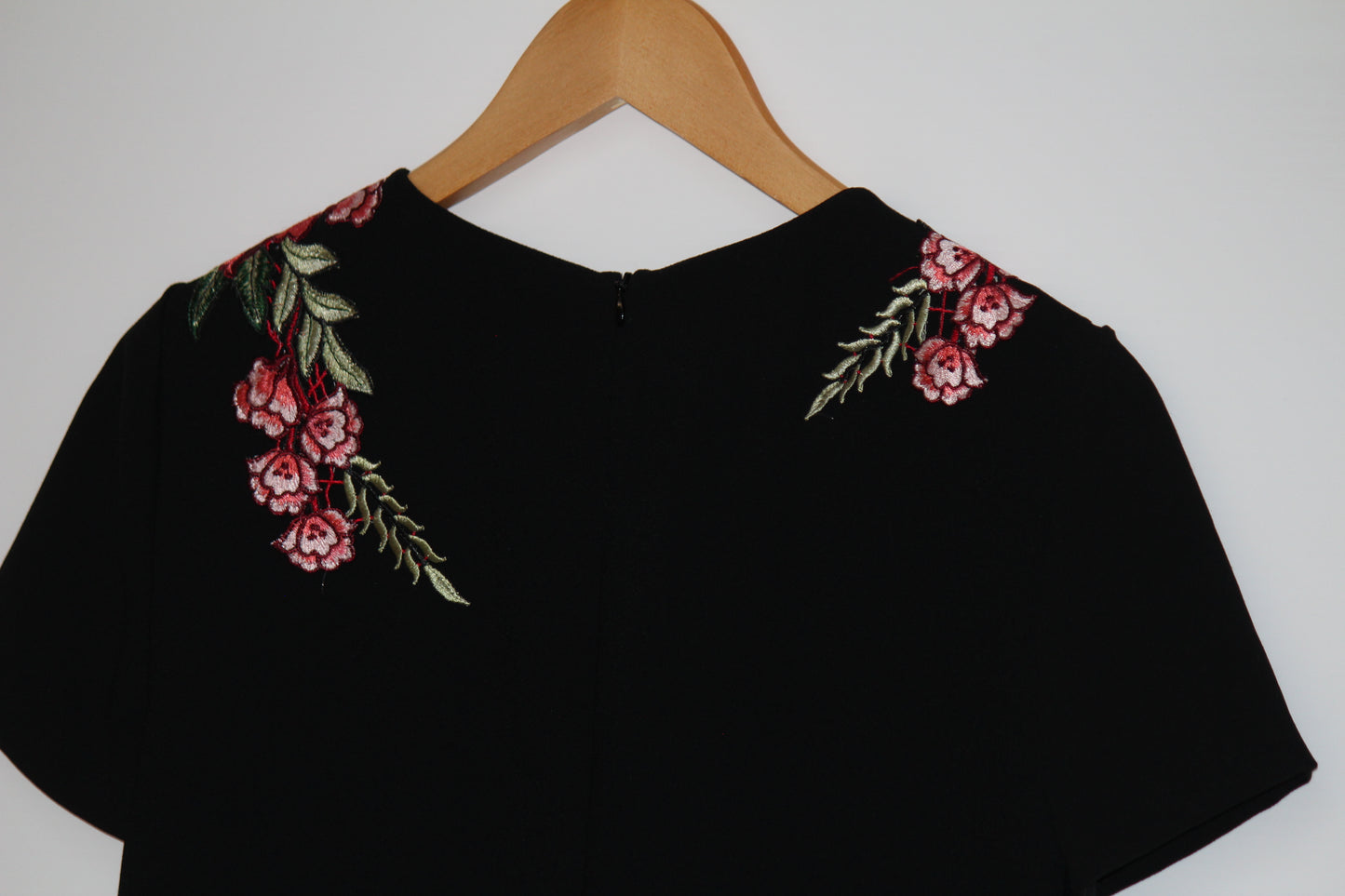 Black Dress with Flower Embroidery