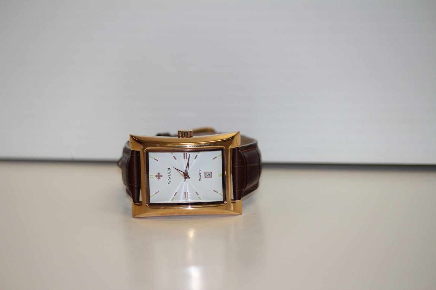 Brown Belt, Square Dial, Waterproof Watch