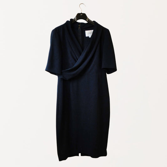 L.K. Bennett navy blue wrap-front dress