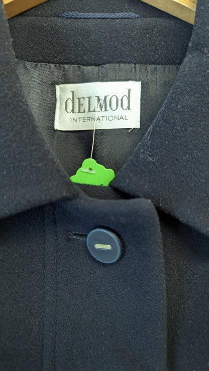 Delmod International Black Wool Cashmere Blend Coat USA 18