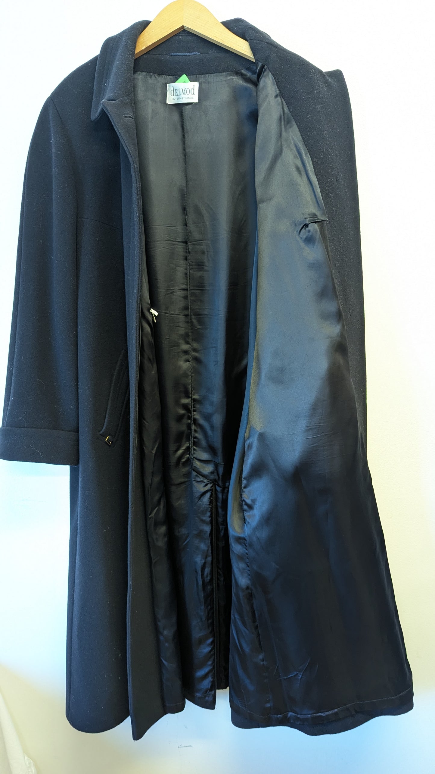 Delmod International Black Wool Cashmere Blend Coat USA 18
