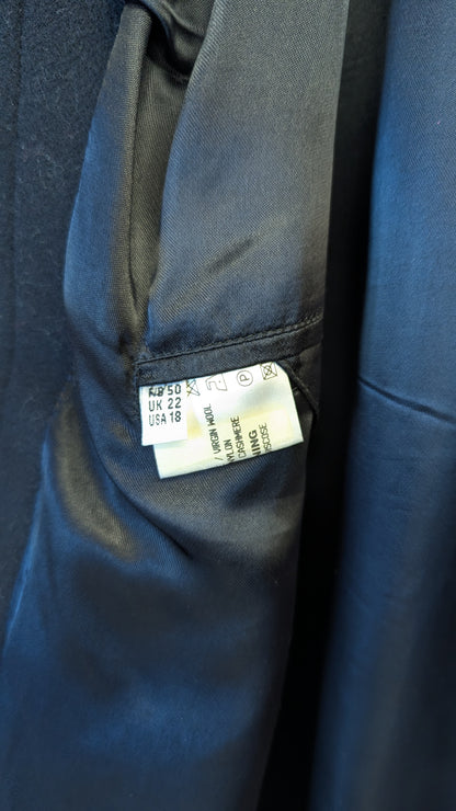 Delmod International Black Wool Cashmere Blend Coat USA 18