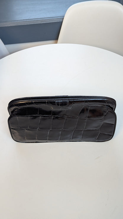 Giorgio Armani Crocodile Embossed Leather Clutch