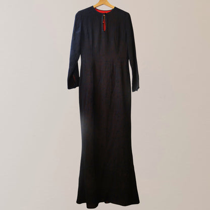 Shangai Tang long dress black and red embroidered