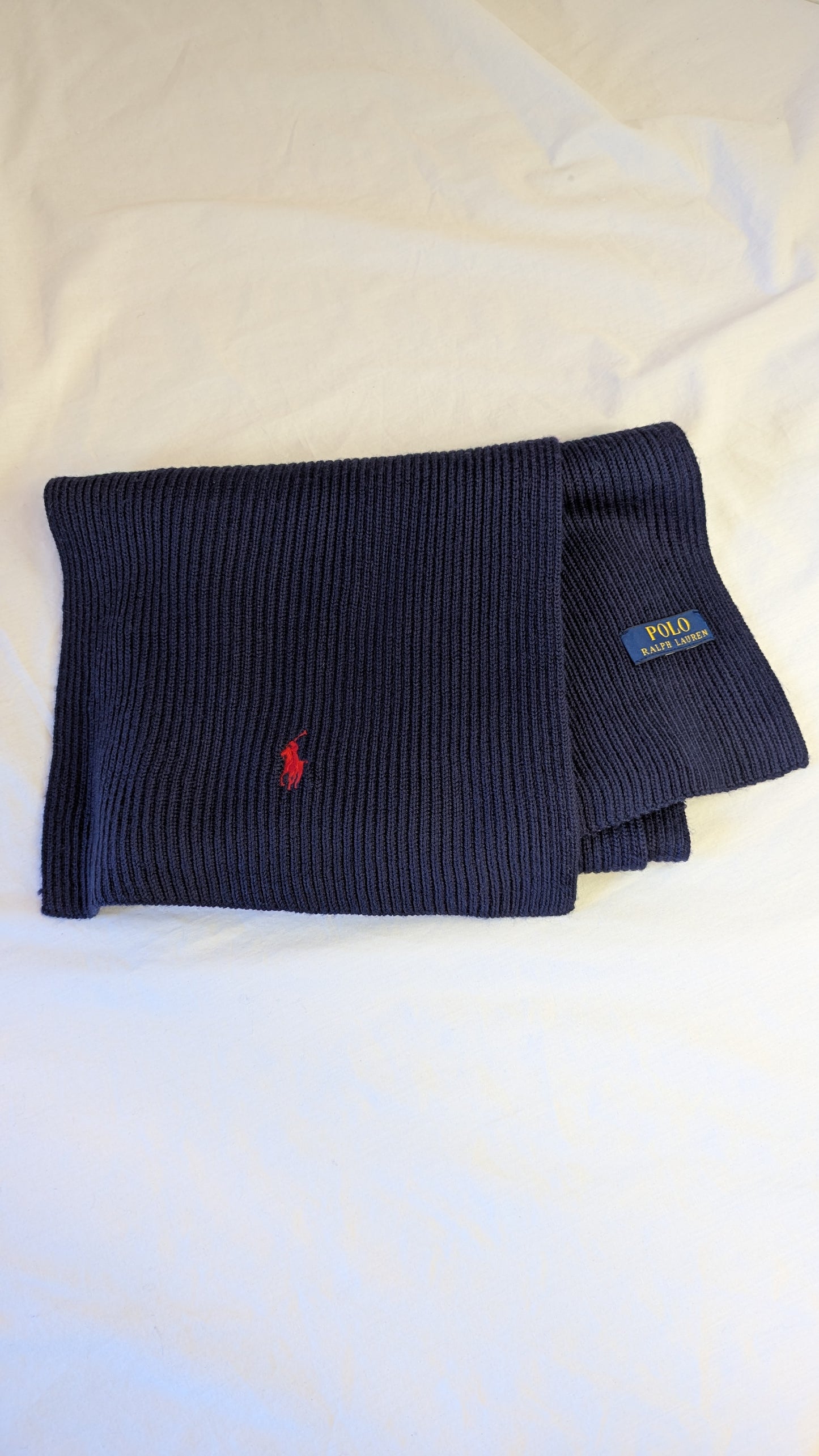 Polo Ralph Lauren navy blue ribbed scarf