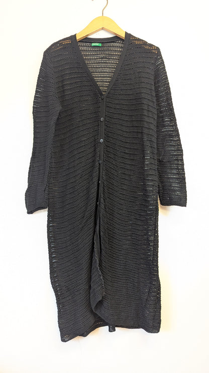 United Colors of Benetton Long Black Crochet Cardigan